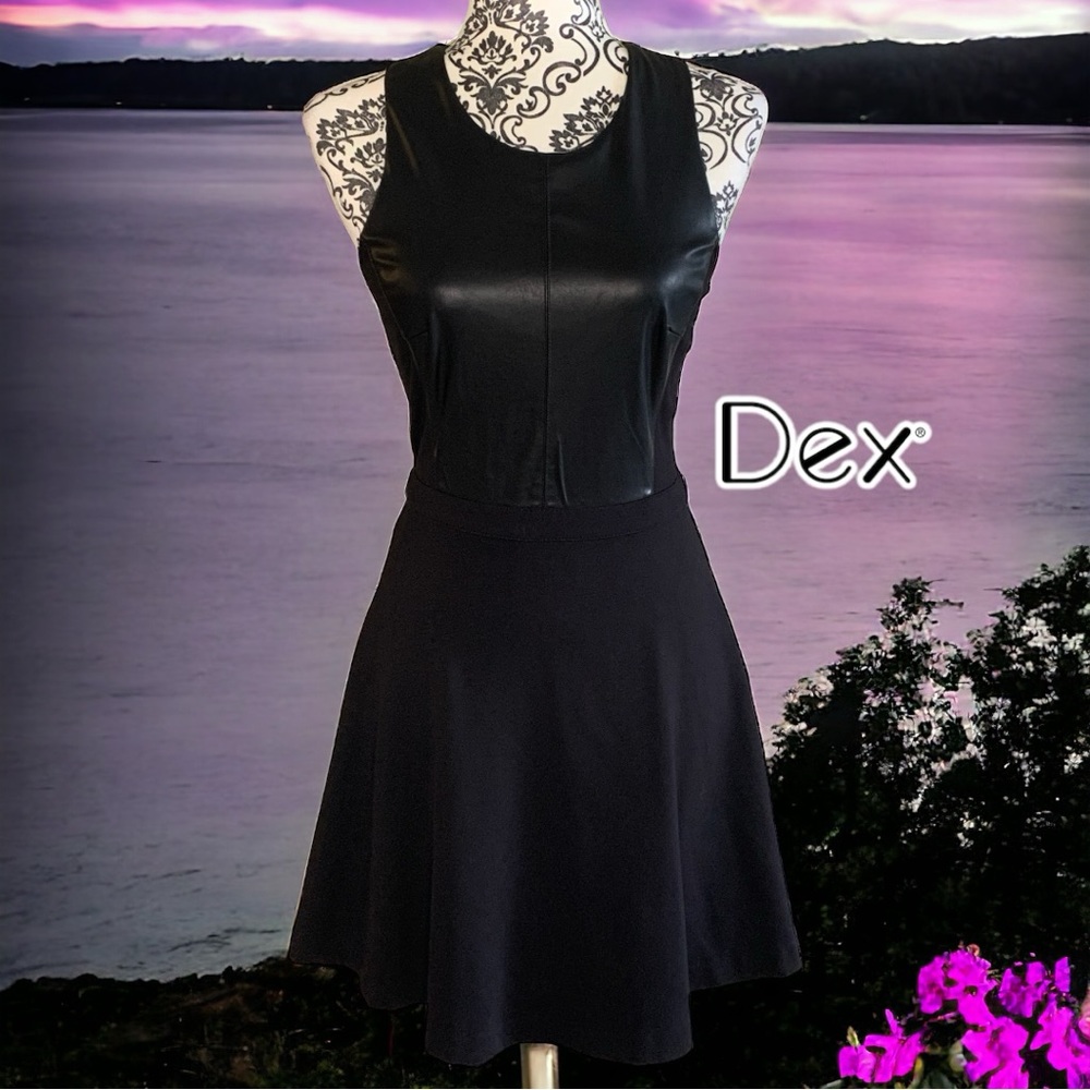 DEX Women’s faux leather top mini dress- XSmall